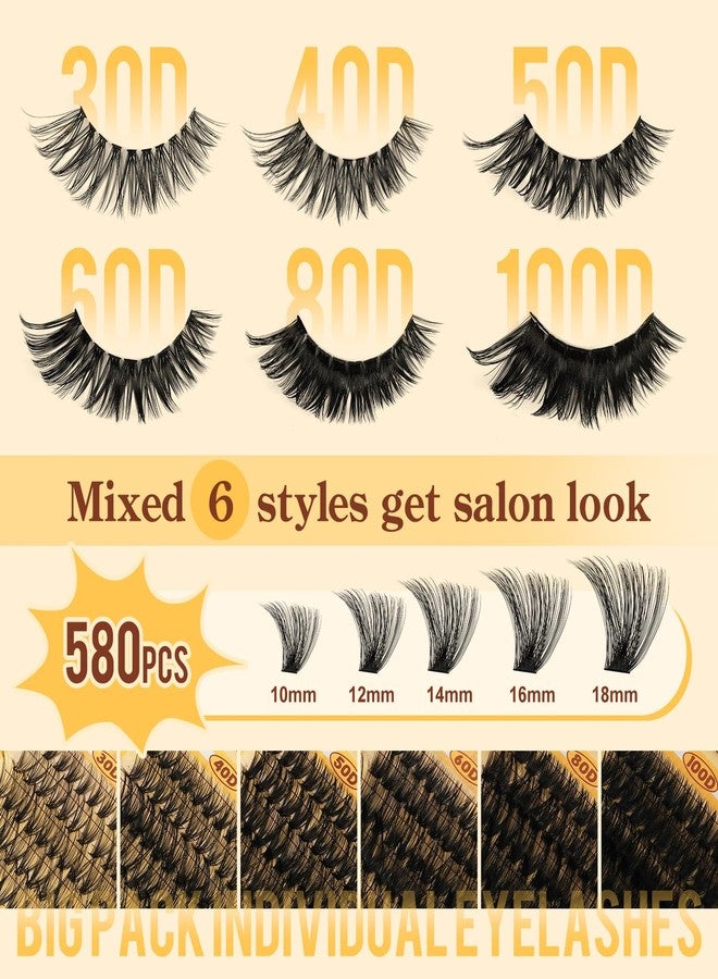 كويويل مجموعة رموش كيوويل 580 قطعة، تتضمن رموشاً بأطوال 30D+40D+50D+60D+80D+100D، ورموشاً فردية قابلة لإعادة الاستخدام بأطوال تتراوح بين 10 و18 مم، مناسبة للمبتدئين في تركيب الرموش الطبيعية. - Image 4